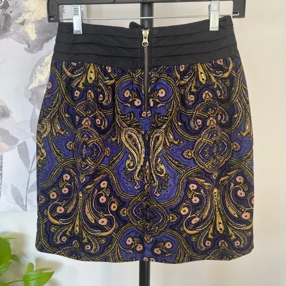 Anthropologie Skirt Mini Corduroy Paisley Boho Whimsigoth Dark Fairy Grunge - Picture 2 of 7
